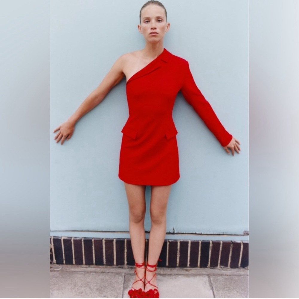 Zara Red One-Shoulder Dress
